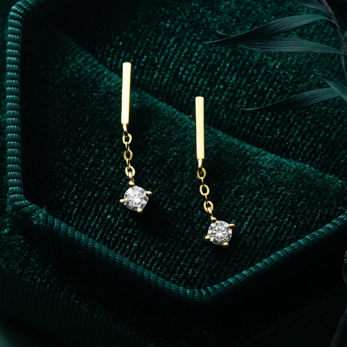 CZ Drop & Dangle Earring, CZ Dangle Earrings, Dainty CZ Line Drop Earring, cz Bar Earring, Perfect Gift for her, Best Friend Gift, GE259