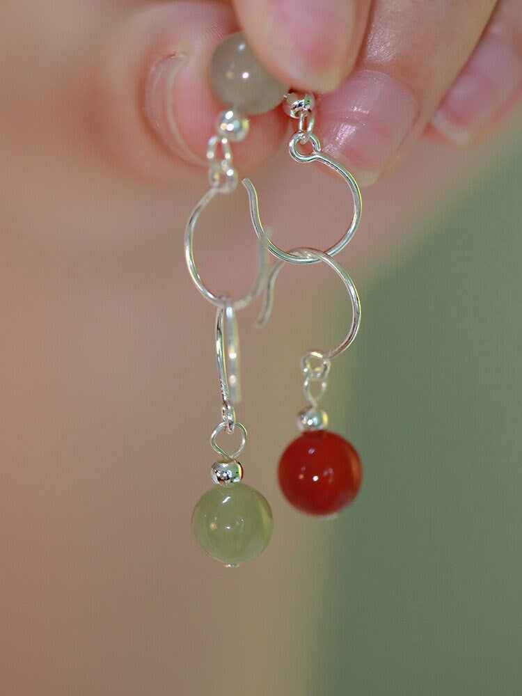 Small Red Agate Hook Earrings, Sterling Silver Agate Earrings, Agates Dangle Earring, Birthstone Earrings, Best Friend Gift, GE261