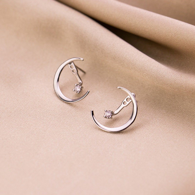 925 Silver Crescent Moon Jacket Earrings, Moon Ear Jacket Earrings, Minimalist Moon Earring, Dainty Jewels, Gift for her, GE263