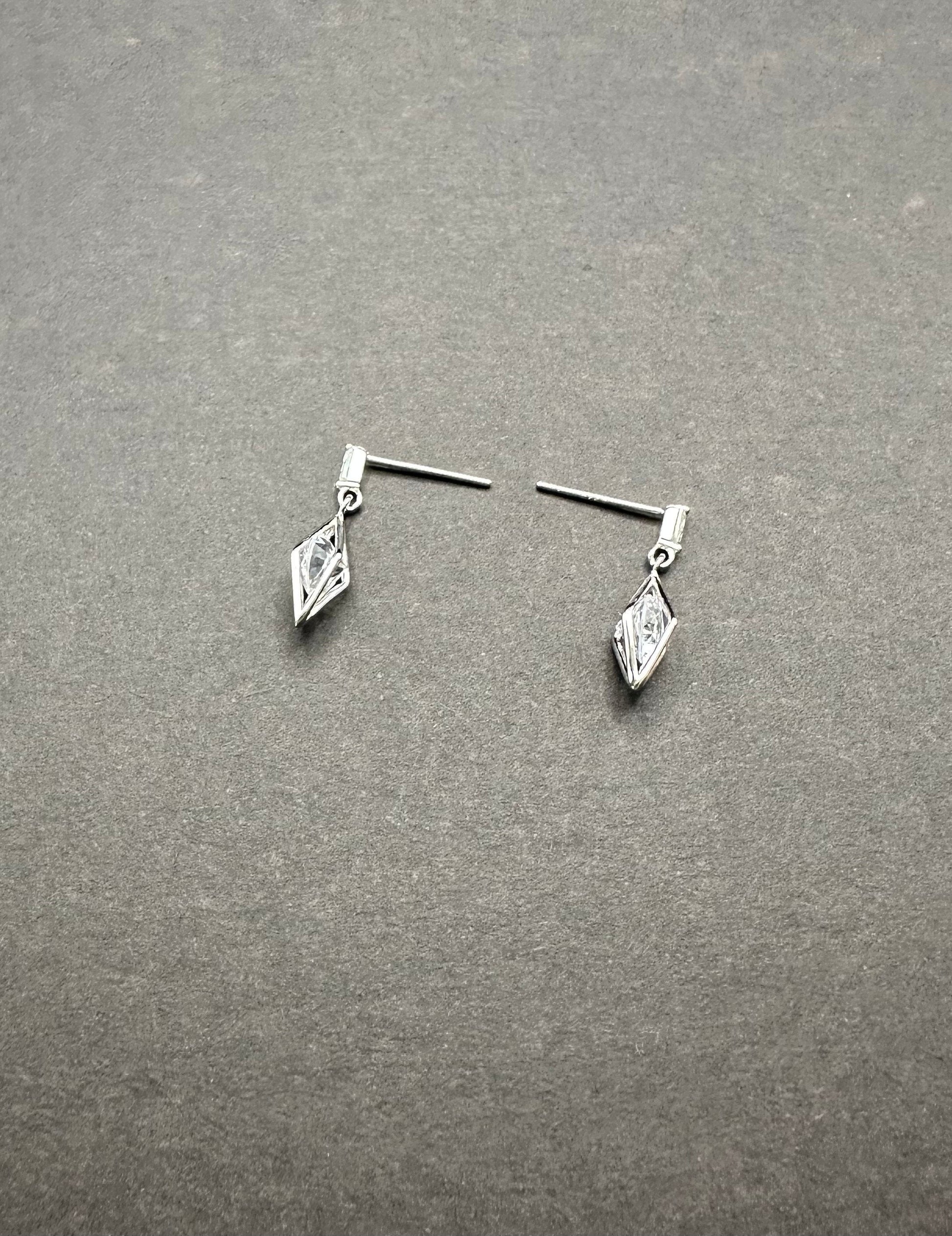 Delicate Prismatic CZ Dangle & Drop Earrings, Gold Geometry Drop Earrings, Dainty CZ Drop Earrings, Perfect Gift for her, GE40