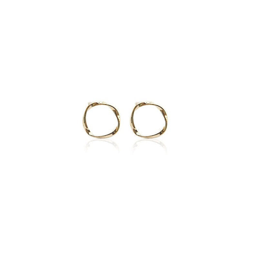 Gold Mobius Band Earrings, 14k Gold Vermeil Mobius band Studs, Irregular Circle Earrings, Dainty Geometry Earrings, Gift for her, GE288