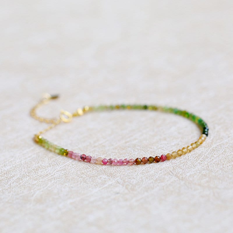 Tiny Tourmaline Bracelet, Gold Natural Tourmaline Bracelet, 2mm Tourmaline Bracelets, Tiny Gemstone Bracelet, Perfect Gift for Her, GB10