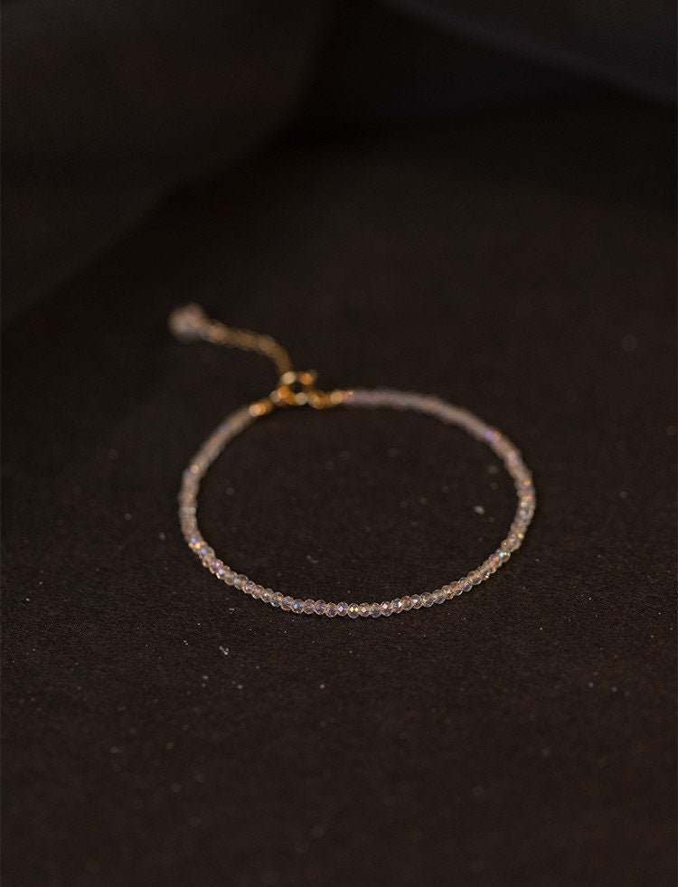 Dainty Champagne CZ Bracelet, Dainty Crystal Bracelet, Gold Champagne CZ Bracelet, Stackable Bracelet, Gift for her, Bridesmaid Gift GB12