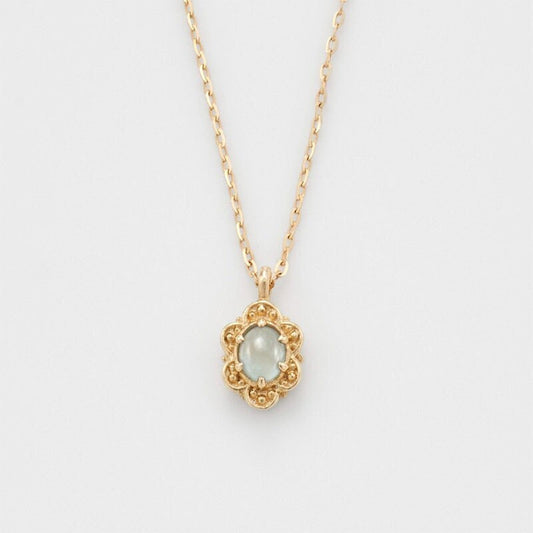 Gold Tiny Aquamarine Necklace. 10k Gold Vermeil Aquamarine Flower Necklace, Tiny Gemstone Flower-shape Necklace, Perfect Gift for her, GN98