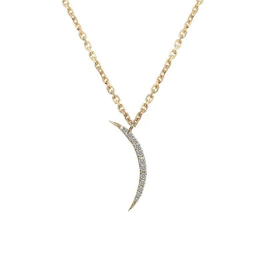 Silver Minimalist Crescent Moon Necklace, Full CZ Paving Crescent Moon Pendant, Dainty Gold Moon Charm Necklace, Perfect Gift for her, GN90