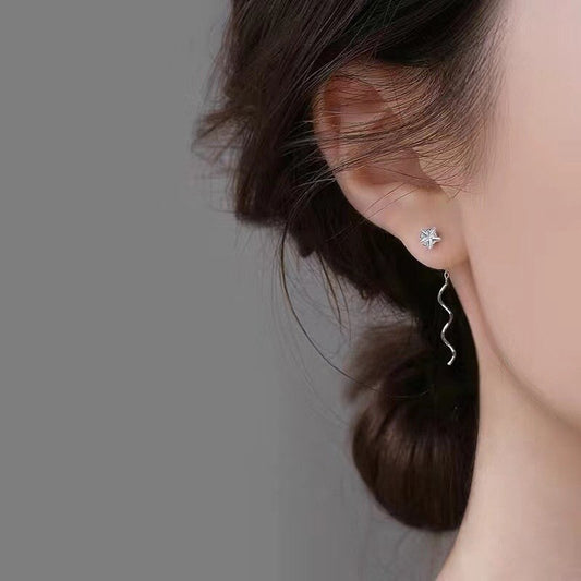 925 Silver CZ Star Threader Earrings, CZ Star Tassel Earrings, Dainty Star Dangle & Drop Earrings, Minimalist Earring, Gift for her, GE293