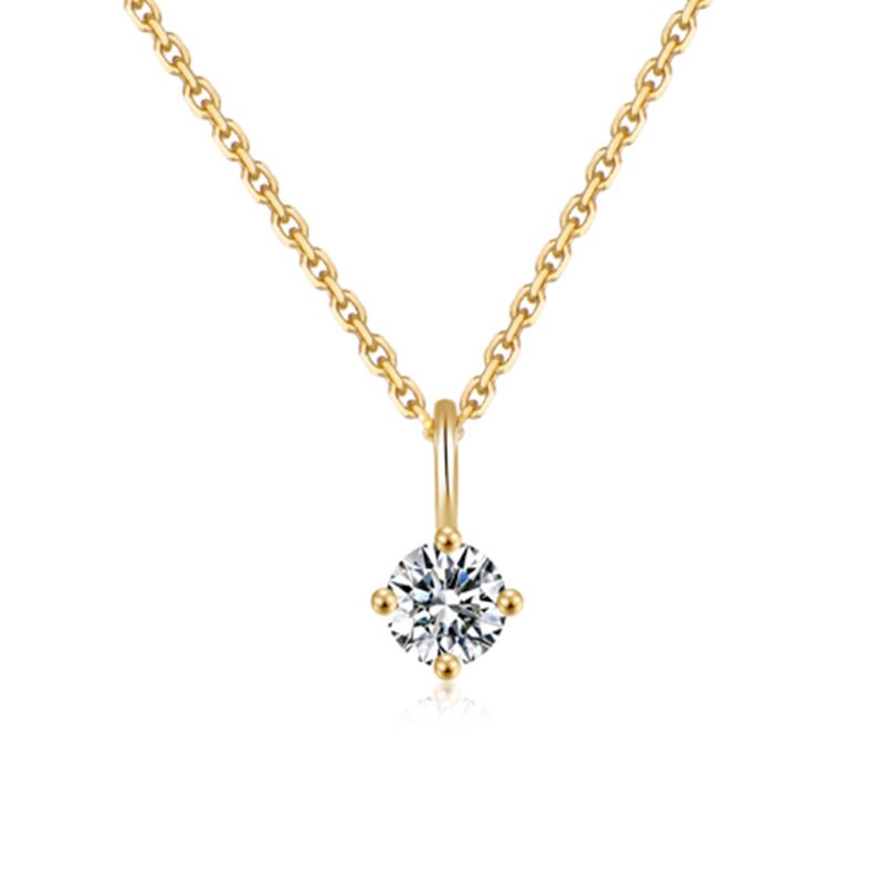 Gold Single CZ Diamond Necklace, Four-paw Holder CZ Pendant, Tiny Round Cut CZ Necklace, Minimalist Necklace, Perfect Gift for her, GN100