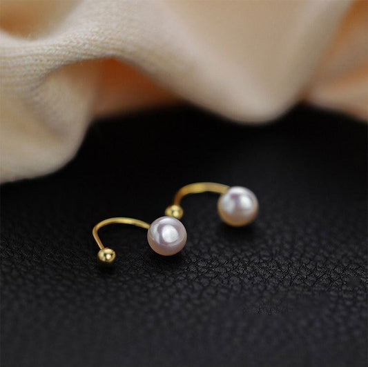 20G Gold Fresh Water Pearl Screw Back Earrings, Tiny Pearl Earrings, Helix Earring, Minimalist Silver Pearl Earring, Gift for her, GE291