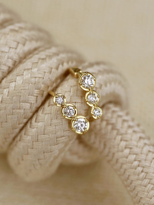 14k Gold Vermeil Trio-CZ Hoop Earrings, Trio CZ Diamond Hoop Earring, Gold CZ Hoop Earrings, Minimalist Earring, Helix Hoop Earring, GE306